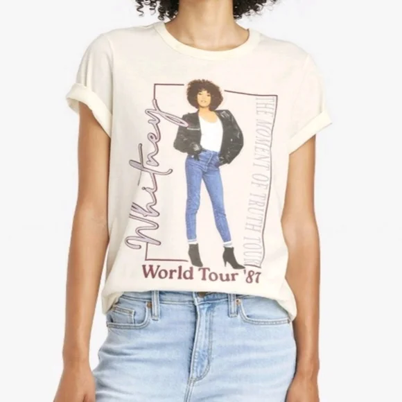 Whitney Houston Moment of Truth '87 World Tour Tee in Ivory Size XXL NWT - Picture 4 of 4